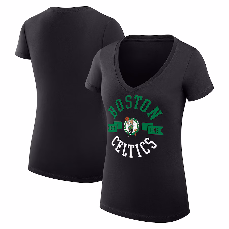 Women's Boston Celtics G-III 4Her by Carl Banks Black Large City Logo Fitted V-Neck T-Shirt - Ujersey