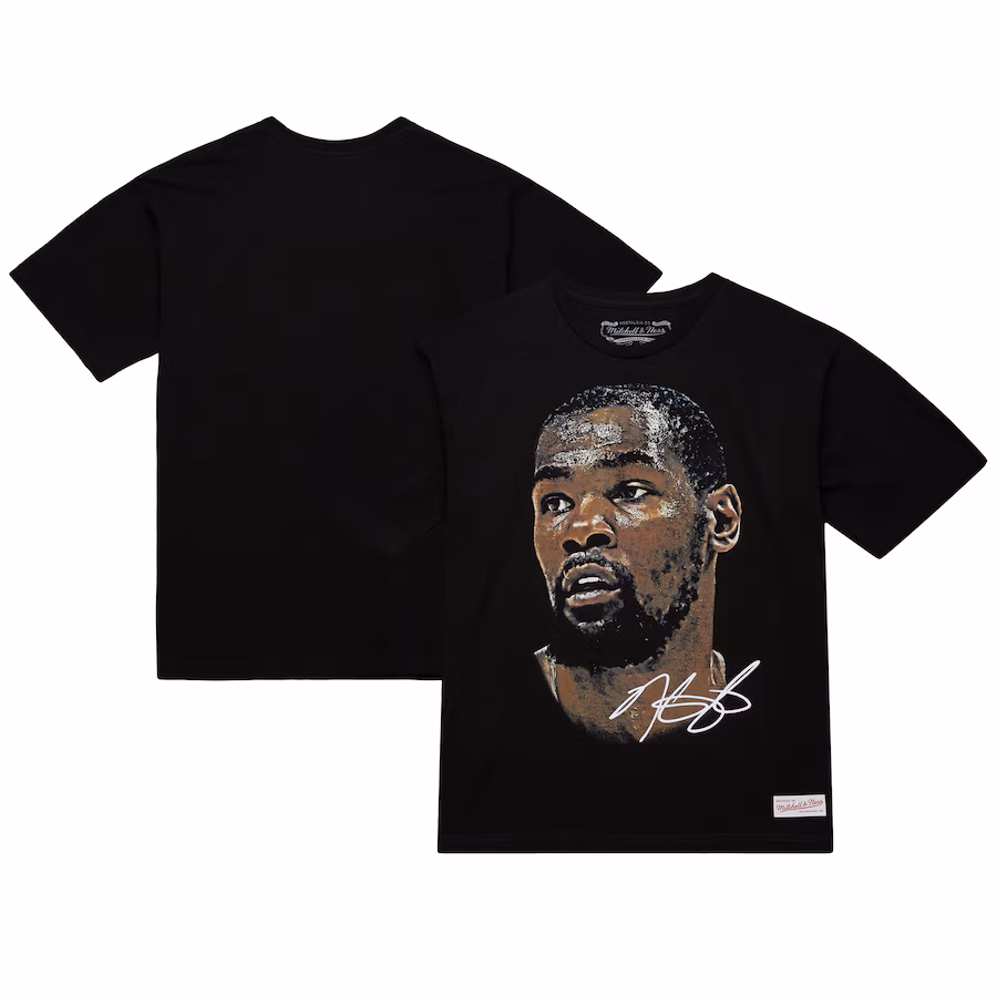 Unisex NBA Kevin Durant Mitchell & Ness Black Real Big Face Player T-Shirt - Ujersey