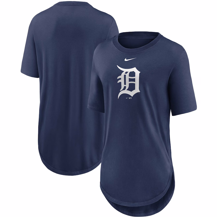 Women's Detroit Tigers Nike Navy Mascot Outline Weekend Tri-Blend T-Shirt - Ujersey