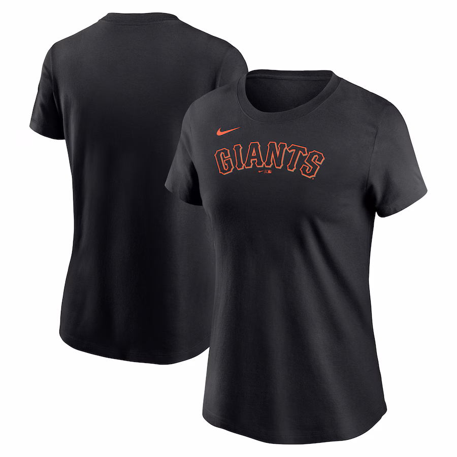 Women's San Francisco Giants Nike Black Fuse Wordmark T-Shirt - Ujersey