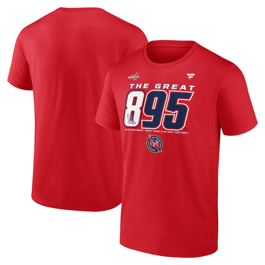Men's Washington Capitals Alexander Ovechkin Red NHL All-Time Leading Goal Scorer 895 T-Shirt - Ujersey