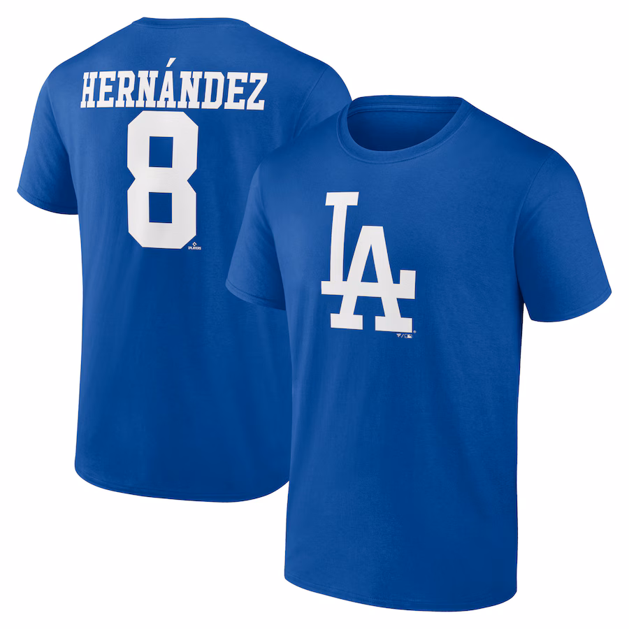 Men's Los Angeles Dodgers Enrique Hernandez Royal Icon Player Name & Number T-Shirt - Ujersey