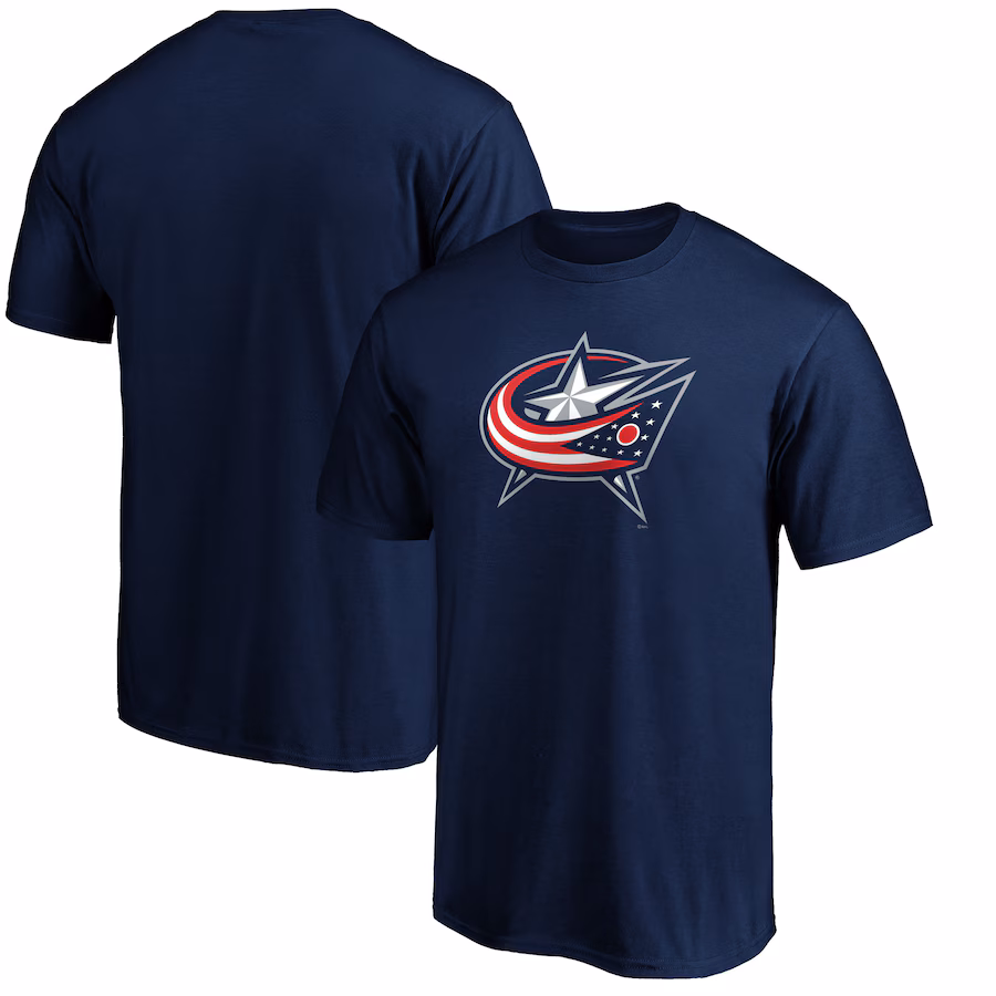 Men's Columbus Blue Jackets Navy Primary Logo T-Shirt - Ujersey