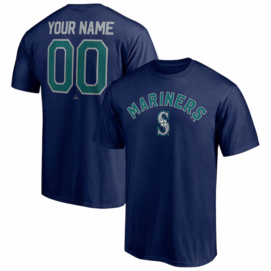 Men's Seattle Mariners Navy Personalized Team Winning Streak Name & Number T-Shirt - Ujersey