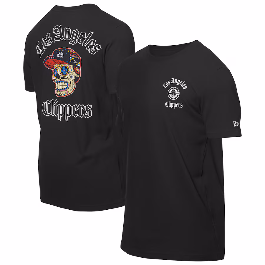 Men's LA Clippers New Era Black Sugar Skulls T-Shirt - Ujersey