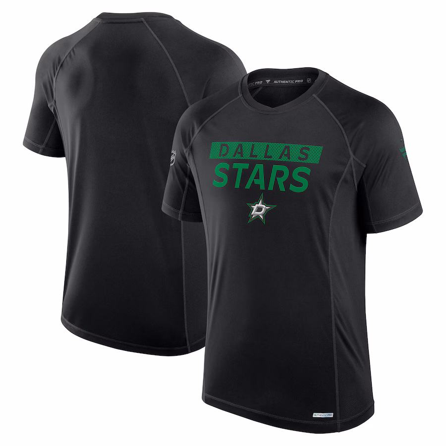 Men's Dallas Stars Fanatics Black Authentic Pro Rink Tech T-Shirt - Ujersey