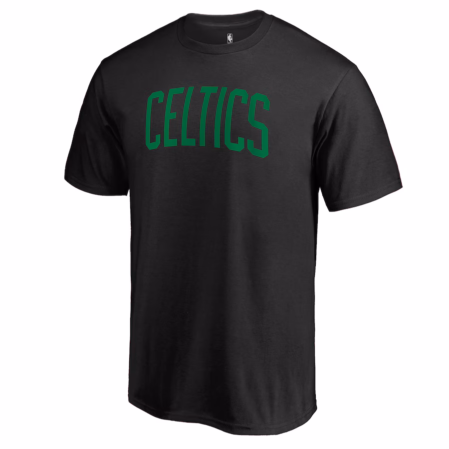 Men's Boston Celtics Black Primary Wordmark II T-Shirt - Ujersey
