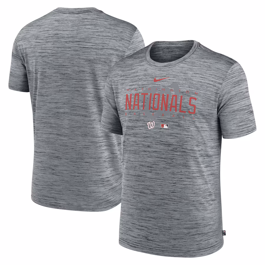 Men's Washington Nationals Nike Heather Gray Authentic Collection Velocity Performance Practice T-Shirt - Ujersey