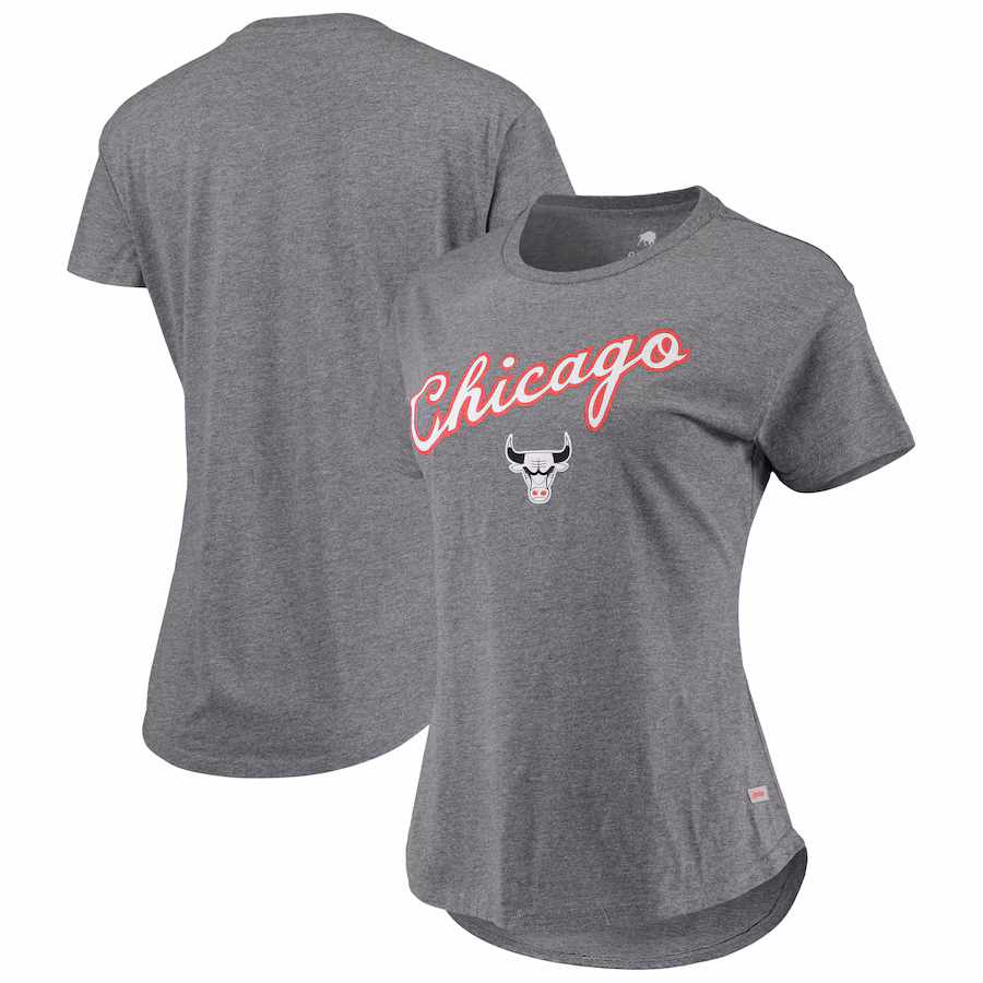 Women's Chicago Bulls Sportiqe Heathered Gray City Edition Phoebe Tri-Blend T-Shirt - Ujersey