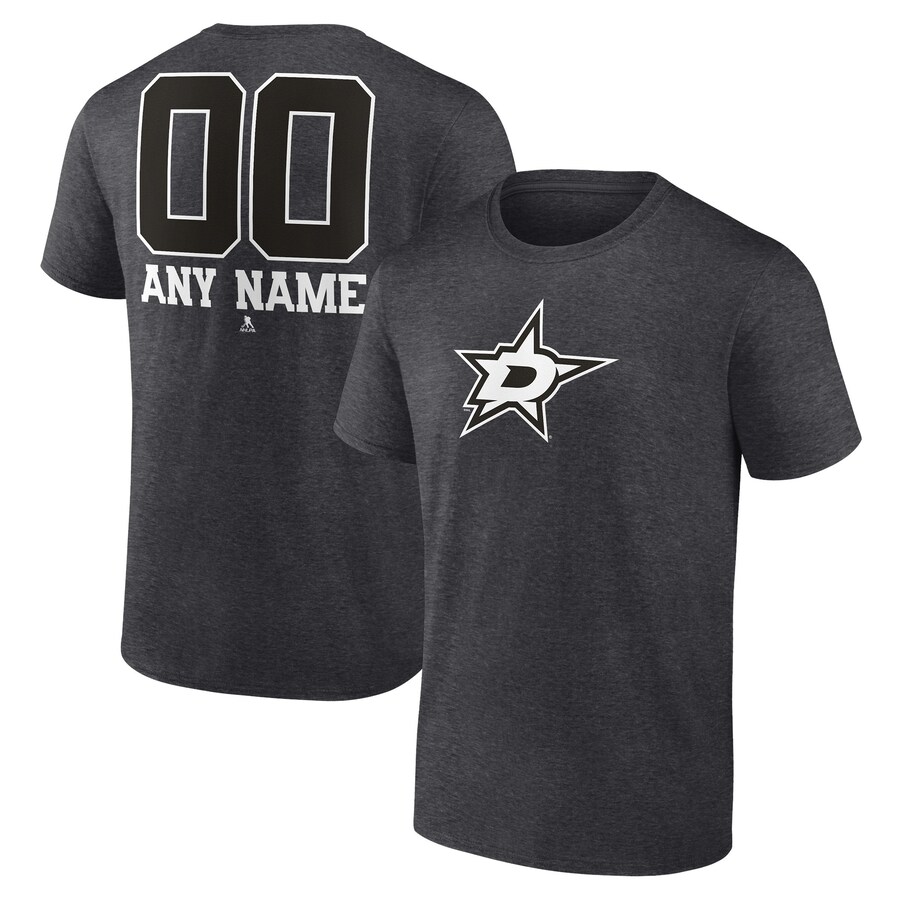 Men's Dallas Stars Charcoal Monochrome Personalized Name & Number T-Shirt - Ujersey