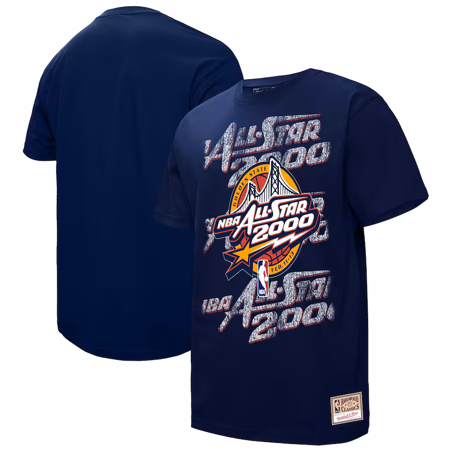 Unisex 2000 NBA All-Star Game  Mitchell & Ness Navy Distressed Hardwood Classics Throwback T-Shirt - Ujersey