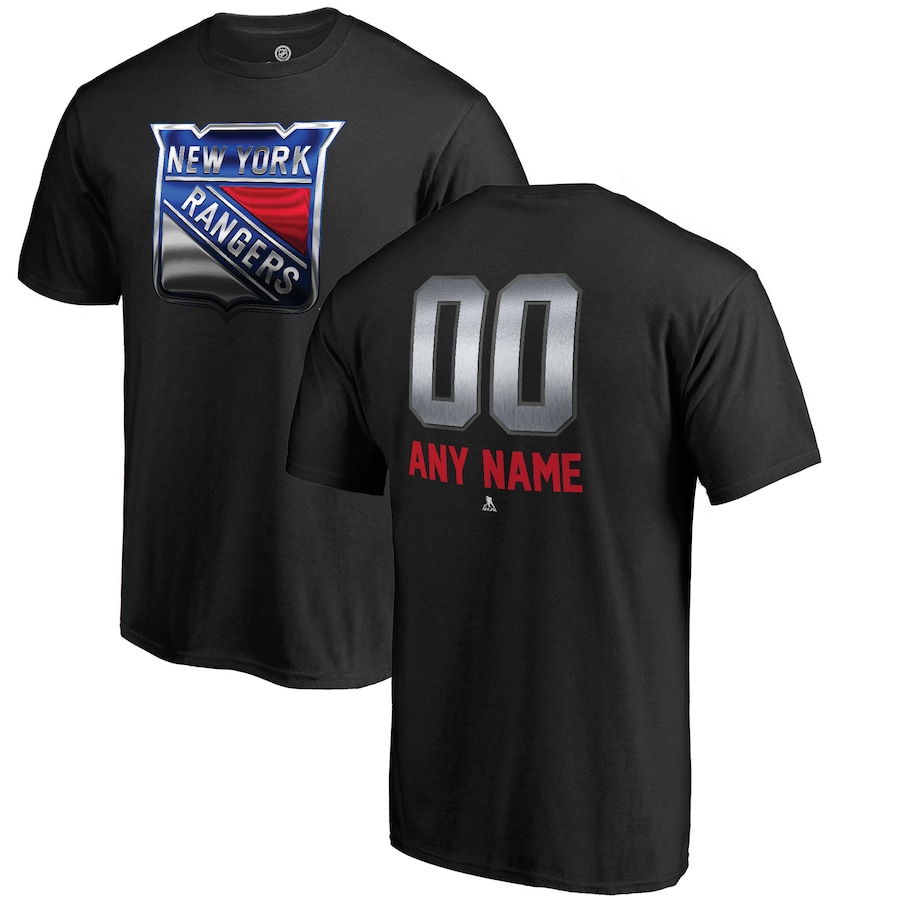 Men's New York Rangers Black Personalized Midnight Mascot T-Shirt - Ujersey