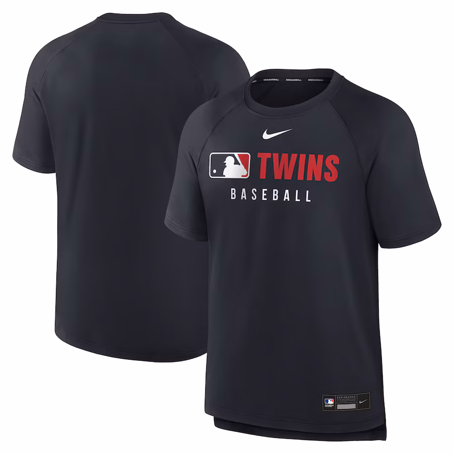 Men's Minnesota Twins Nike Navy Authentic Collection Pregame Raglan Performance T-Shirt - Ujersey