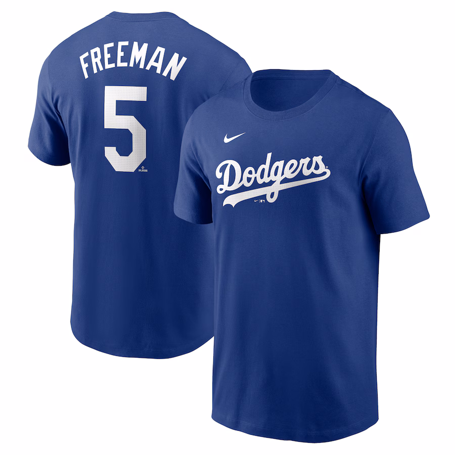 Men's Los Angeles Dodgers Freddie Freeman Nike Royal Fuse Name & Number T-Shirt - Ujersey