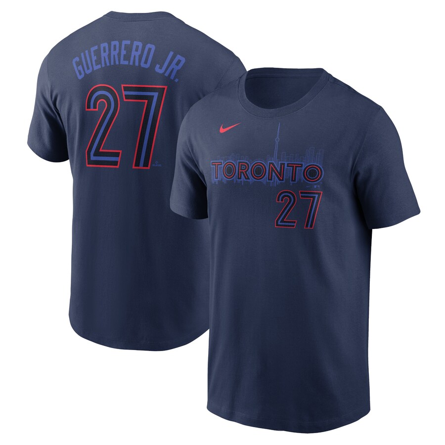 Men's Toronto Blue Jays Vladimir Guerrero Jr. Nike Navy 2024 City Connect Name & Number T-Shirt - Ujersey