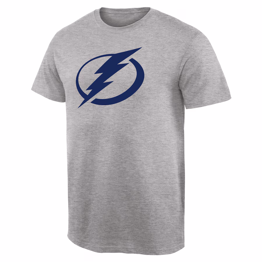 Men's Tampa Bay Lightning Ash Team Primary Logo T-Shirt - Ujersey