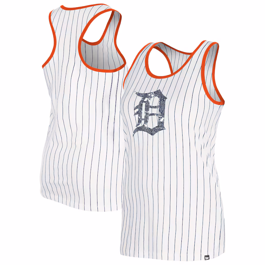 Women's Detroit Tigers New Era White Gameday Pinstripe Tank Top - Ujersey