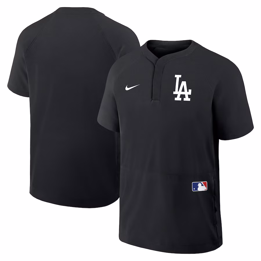 Men's Los Angeles Dodgers Nike Black Authentic Collection Raglan Short Sleeve Windshirt - Ujersey
