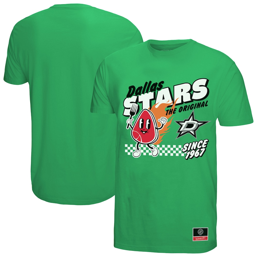 Men's Dallas Stars Mitchell & Ness Kelly Green Local Food T-Shirt - Ujersey