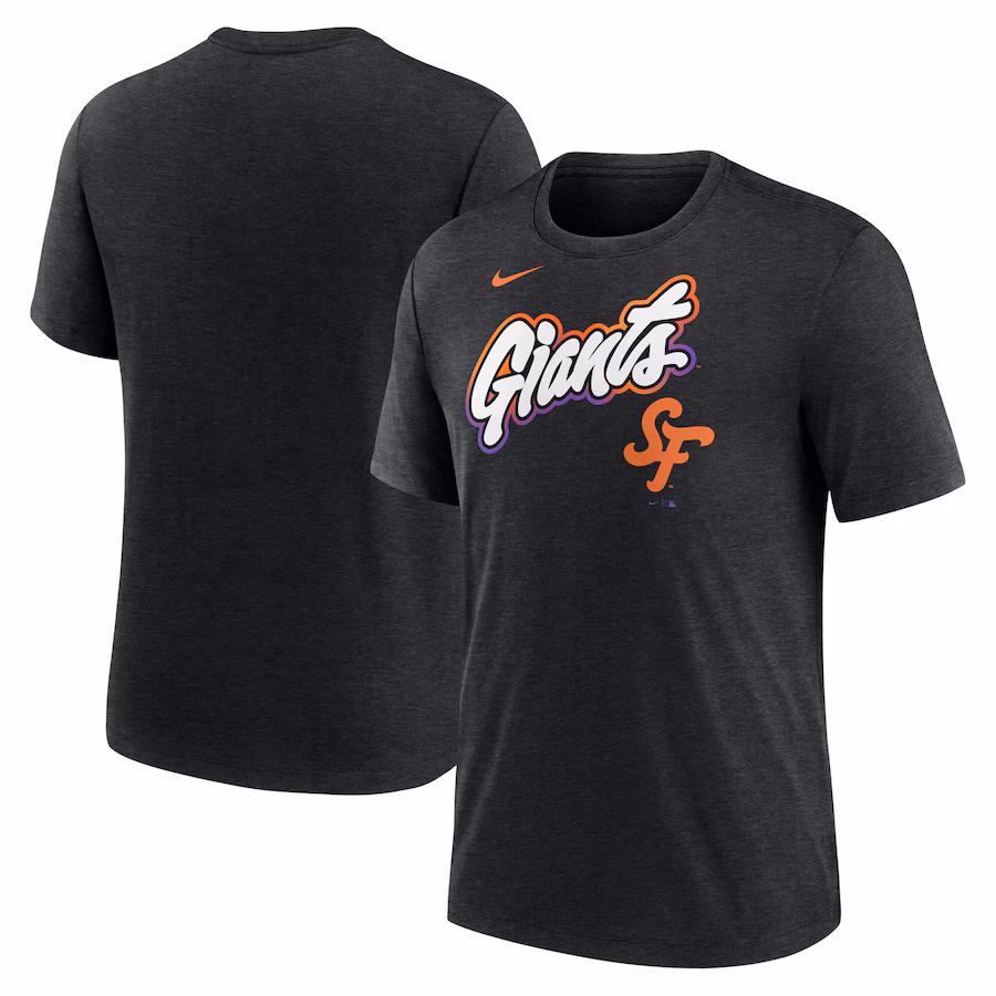 Men's San Francisco Giants Nike Heather Black 2025 City Connect Tri-Blend T-Shirt - Ujersey