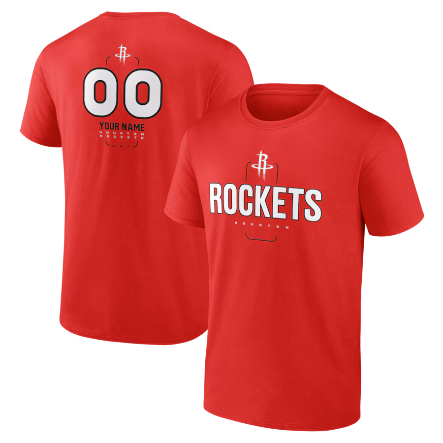 Men's Houston Rockets Red Personalized Name & Number Midfielder T-Shirt - Ujersey