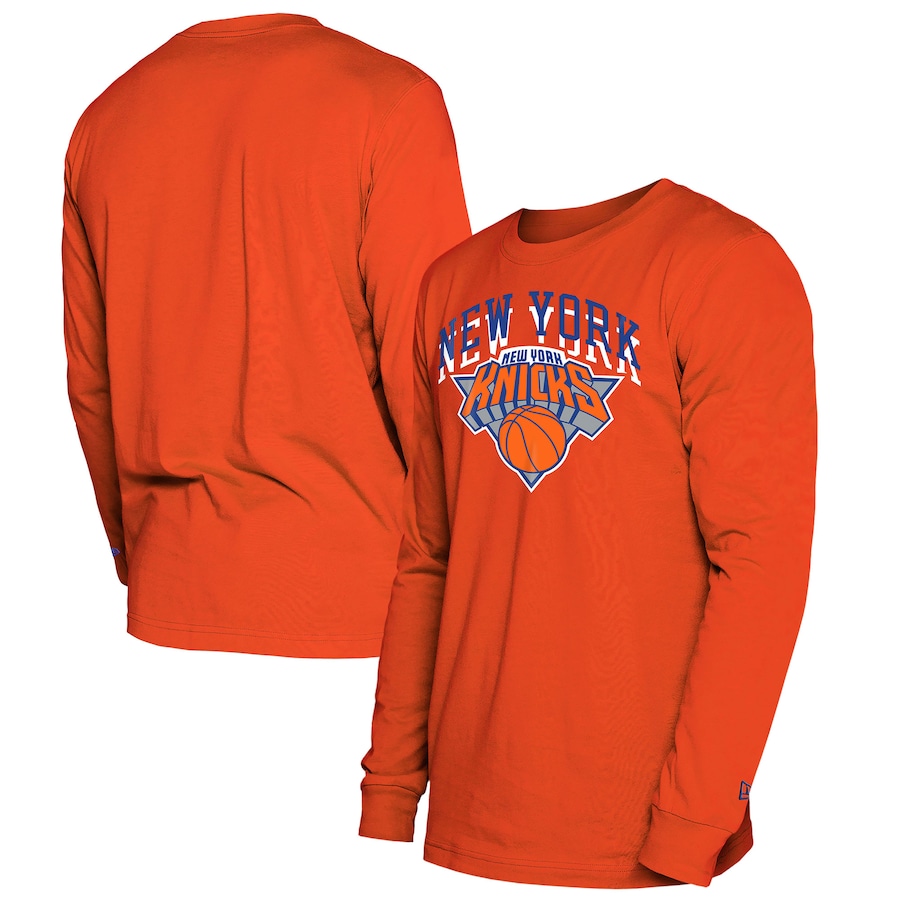 Men's New York Knicks  New Era Orange 2024/25 City Edition Long Sleeve T-Shirt - Ujersey