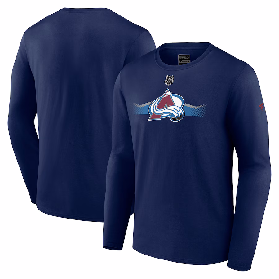Men's Colorado Avalanche Fanatics Navy Authentic Pro Secondary Long Sleeve T-Shirt - Ujersey