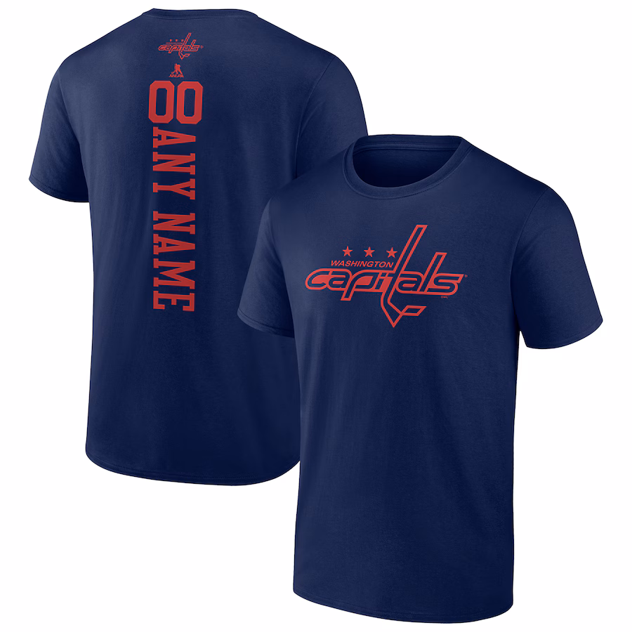 Men's Washington Capitals Navy Personalized One Color T-Shirt - Ujersey