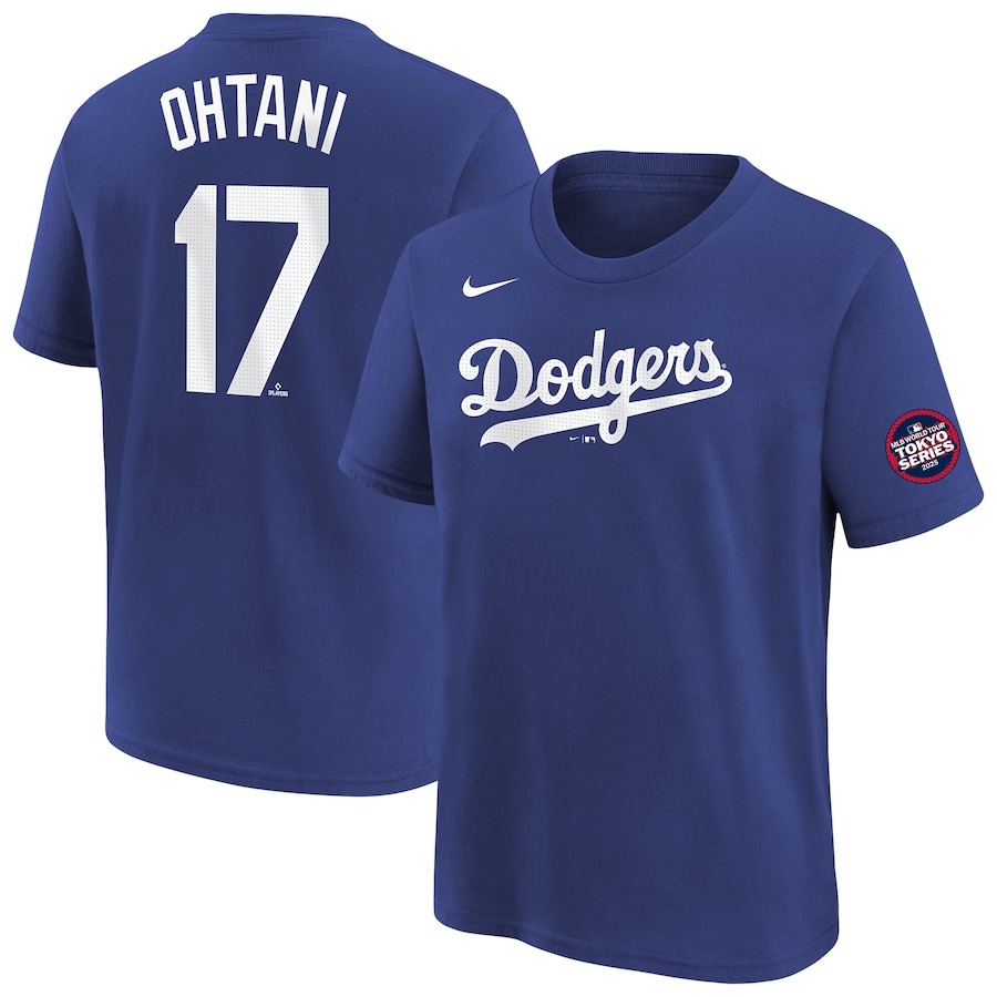 Youth Los Angeles Dodgers Shohei Ohtani Nike Royal 2025 MLB World Tour: Tokyo Series Name & Number T-Shirt - Ujersey