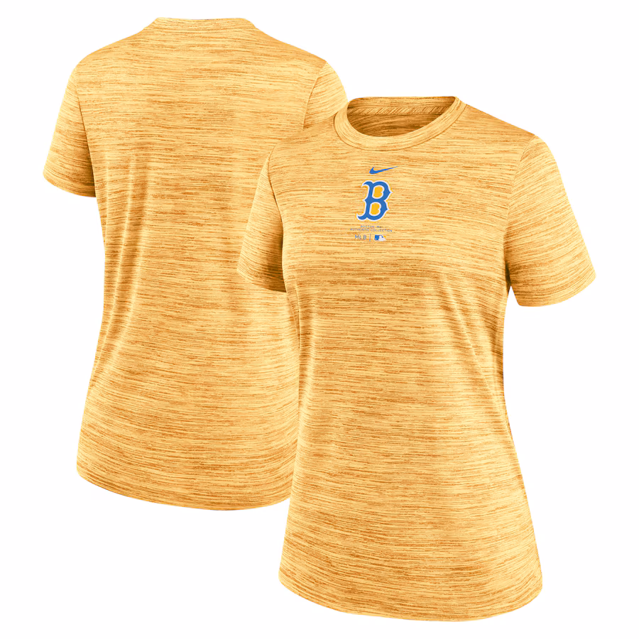 Women's Boston Red Sox Nike Gold City Connect Practice Velocity T-Shirt - Ujersey