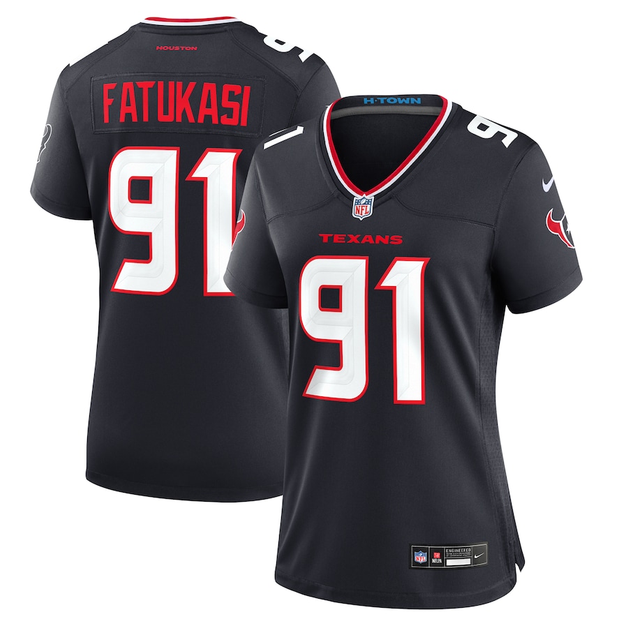 Women's Houston Texans Folorunso Fatukasi Nike Navy Team Game Jersey - Ujersey