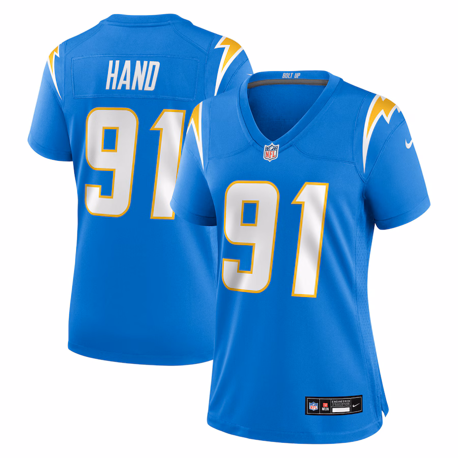 Women's Los Angeles Chargers Da'Shawn Hand Nike Powder Blue Team Game Jersey - Ujersey