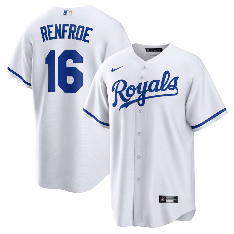 Men's Kansas City Royals Hunter Renfroe Nike White Home Replica Jersey - Ujersey