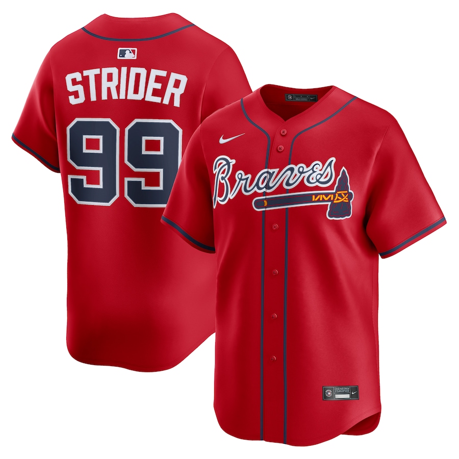 Men's Atlanta Braves Spencer Strider Nike Red Alternate Limited Player Jersey - Ujersey