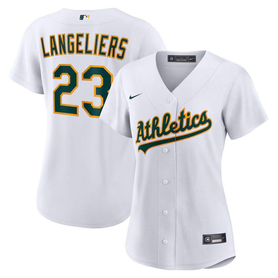Women's Athletics Shea Langeliers Nike White Home Replica Jersey - Ujersey