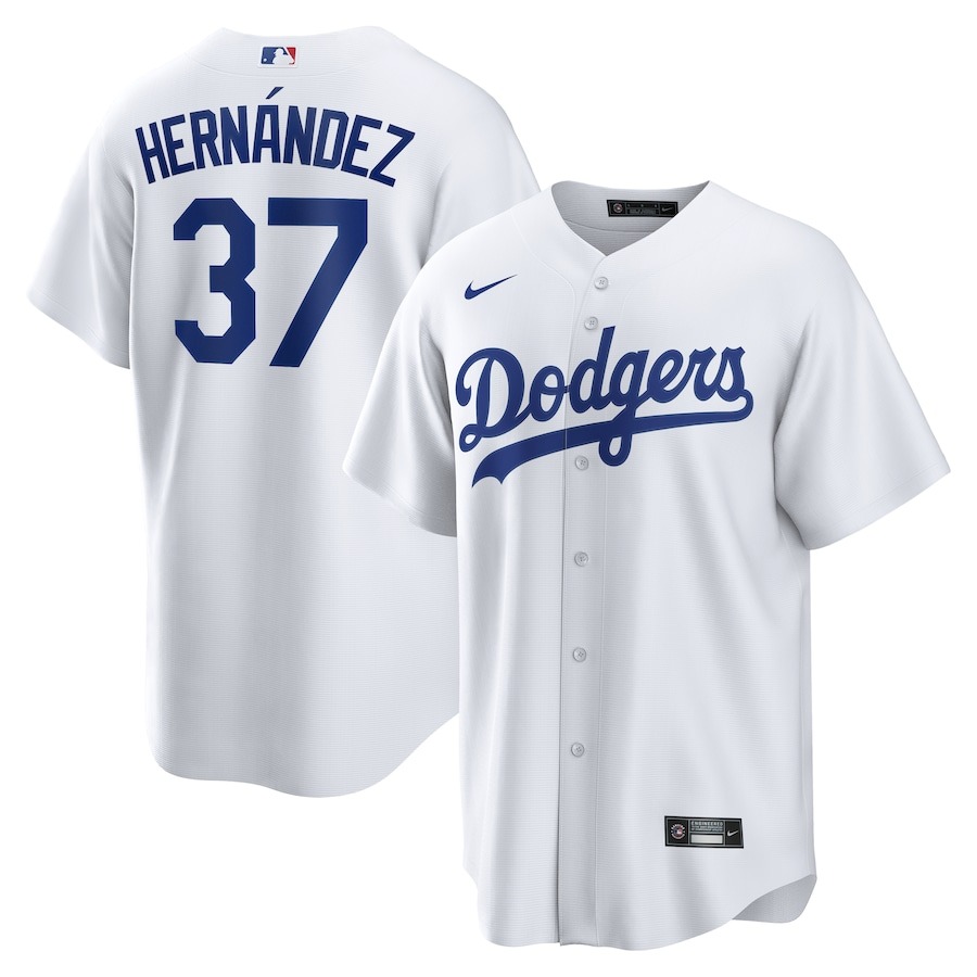 Men's Los Angeles Dodgers Teoscar Hernandez Nike White Home Replica Jersey - Ujersey