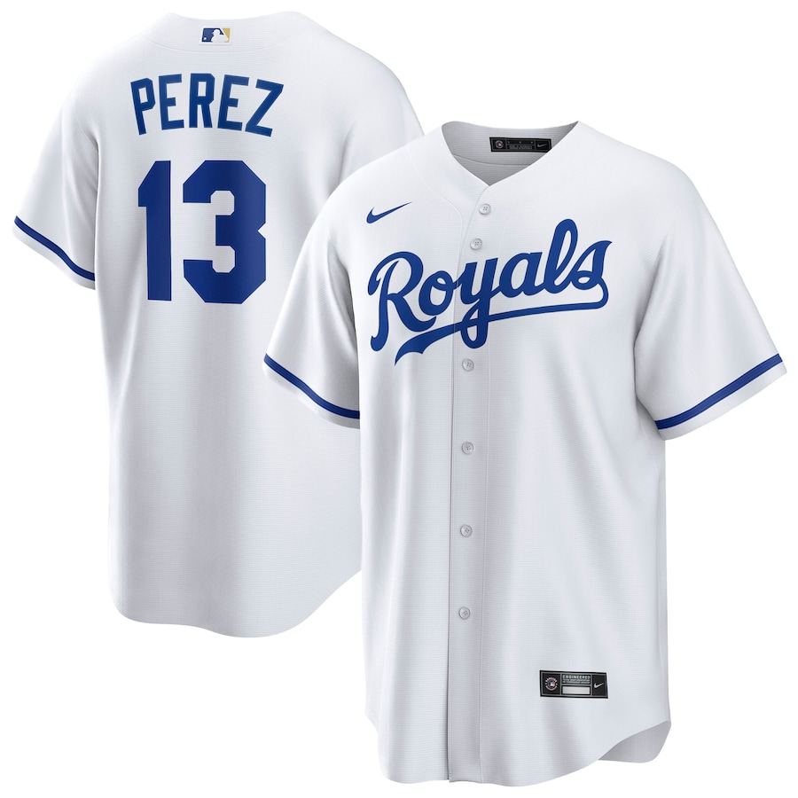 Men's Kansas City Royals Salvador Perez Nike White Home Replica Player Jersey - Ujersey
