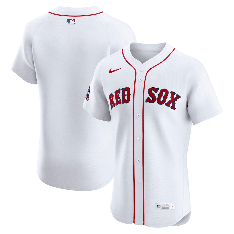 Men's Boston Red Sox Nike White Home Sponsor Patch Elite Jersey - Ujersey