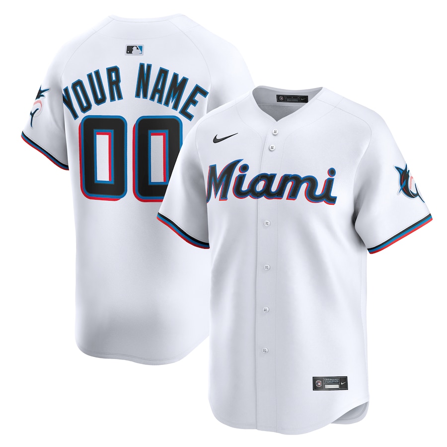 Youth Miami Marlins Nike White Home Custom Limited Jersey - Ujersey