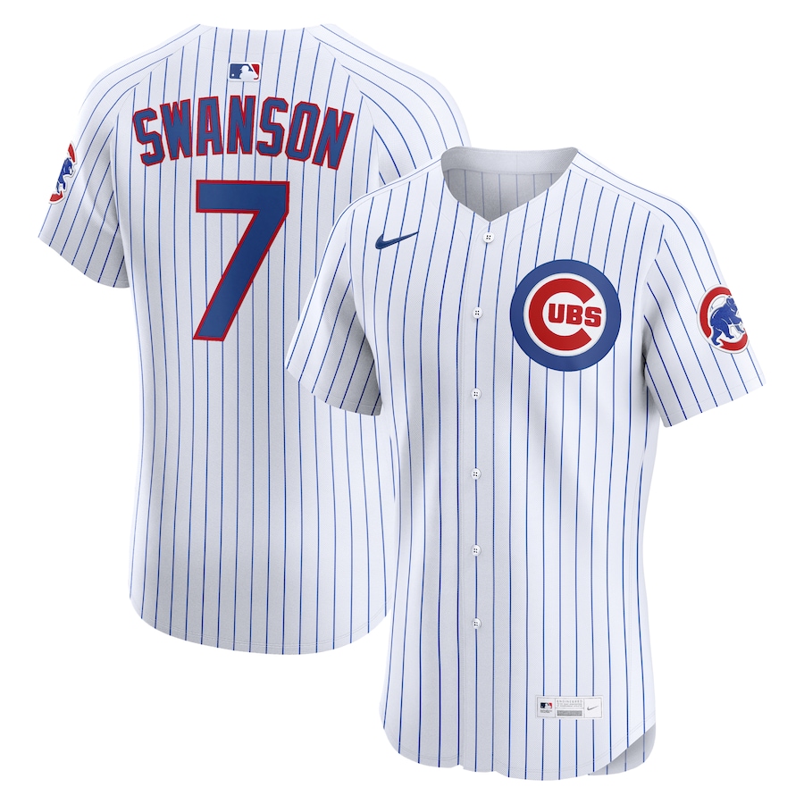 Men's Chicago Cubs Dansby Swanson Nike White Home Elite Jersey - Ujersey