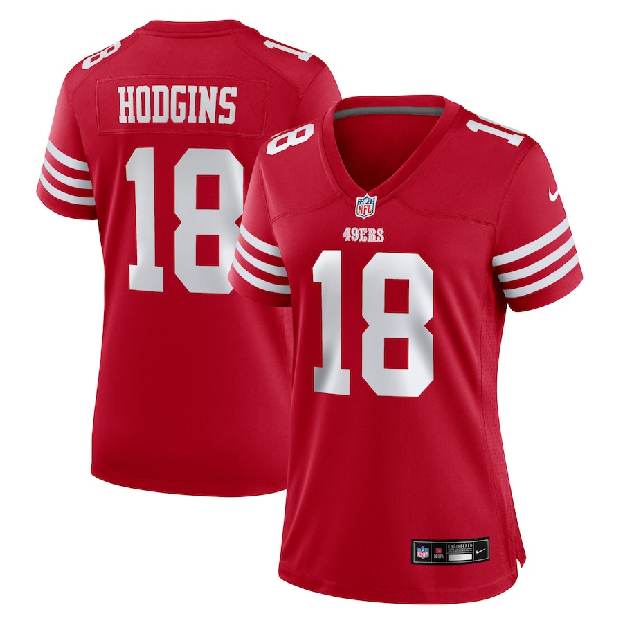 Women's San Francisco 49ers Isaiah Hodgins Nike Scarlet Team Game Jersey - Ujersey