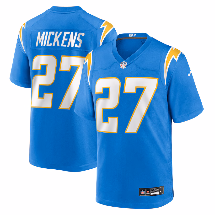 Men's Los Angeles Chargers R.J. Mickens Nike Powder Blue Team Game Jersey - Ujersey