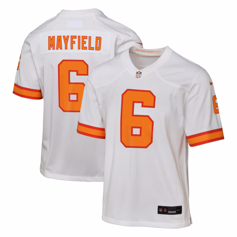 Youth '76 Tampa Bay Buccaneers Baker Mayfield White Game Jersey - Ujersey