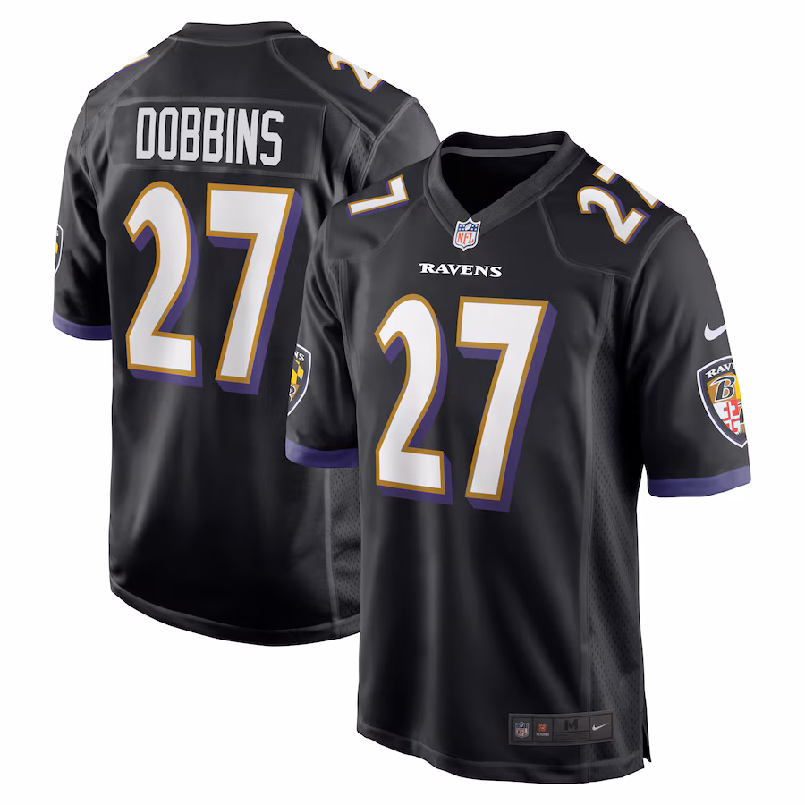 Men's Baltimore Ravens J.K. Dobbins Nike Black Alternate Game Jersey - Ujersey