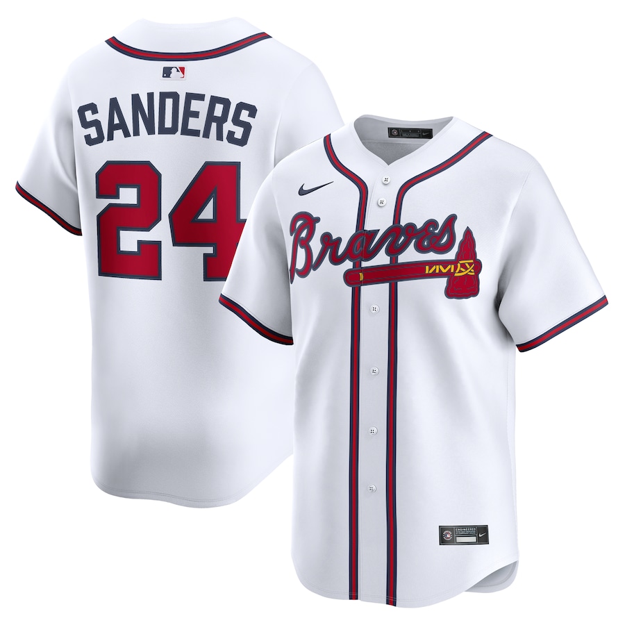 Men's Atlanta Braves Deion Sanders Nike White Limited Player Jersey - Ujersey