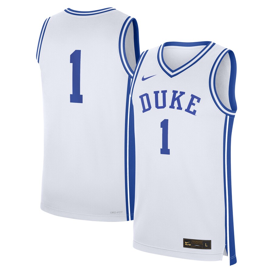Men's Nike #1 White Duke Blue Devils Home Replica Jersey - Ujersey