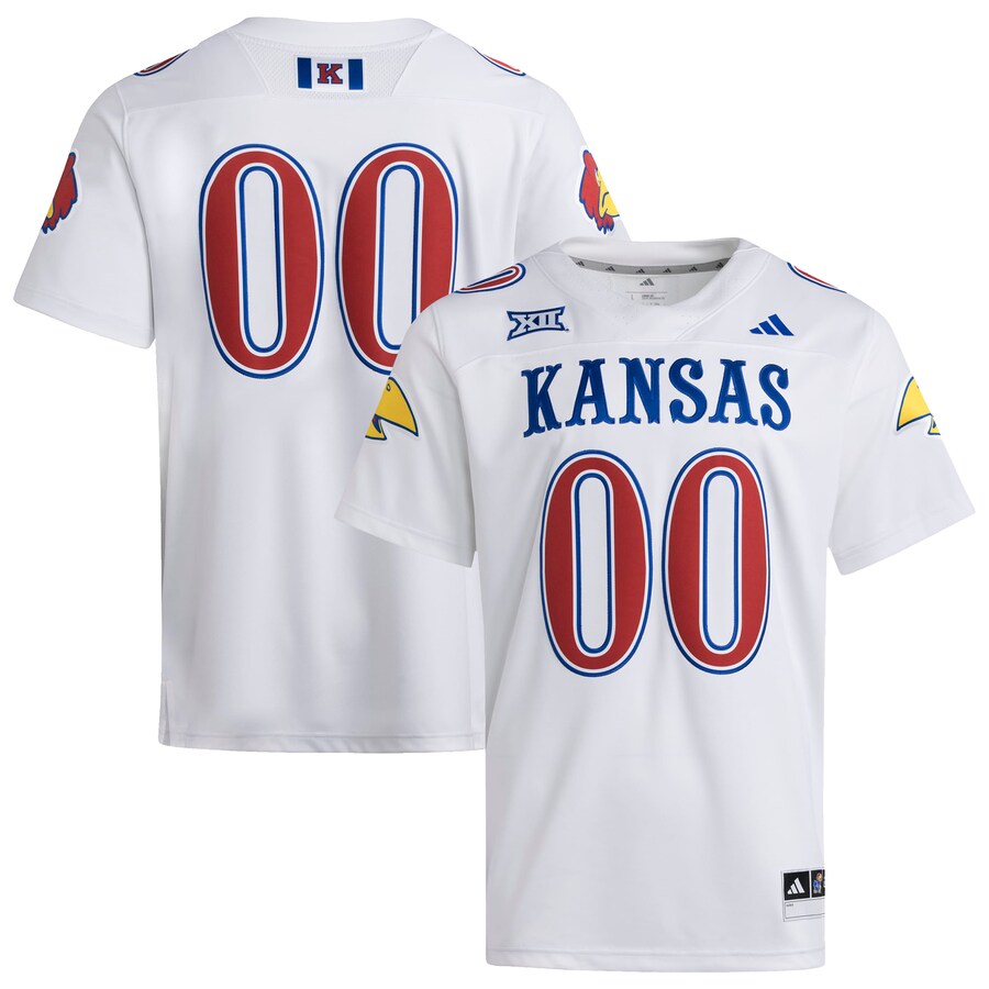 Men's adidas #00 White Kansas Jayhawks Premier Strategy Jersey - Ujersey