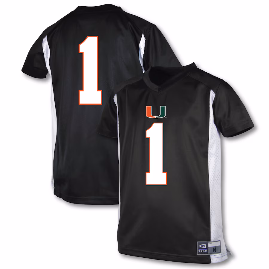 Youth Garb #1 Black Miami Hurricanes Football Jersey - Ujersey