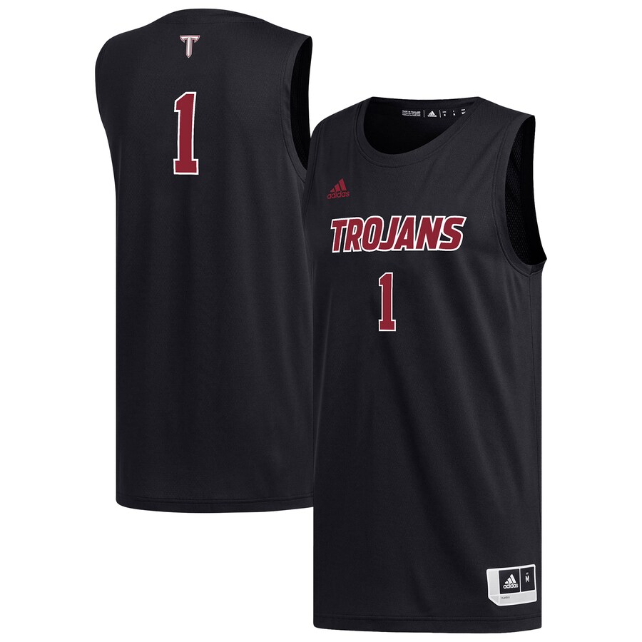 Men's adidas #1 Black Troy University Trojans Replica Basketball Jersey - Ujersey
