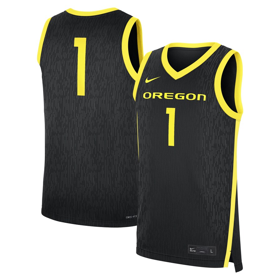 Men's Nike #1 Black Oregon Ducks Alternate Replica Jersey - Ujersey